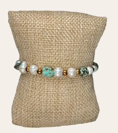 Bracelet perle verte et blanche